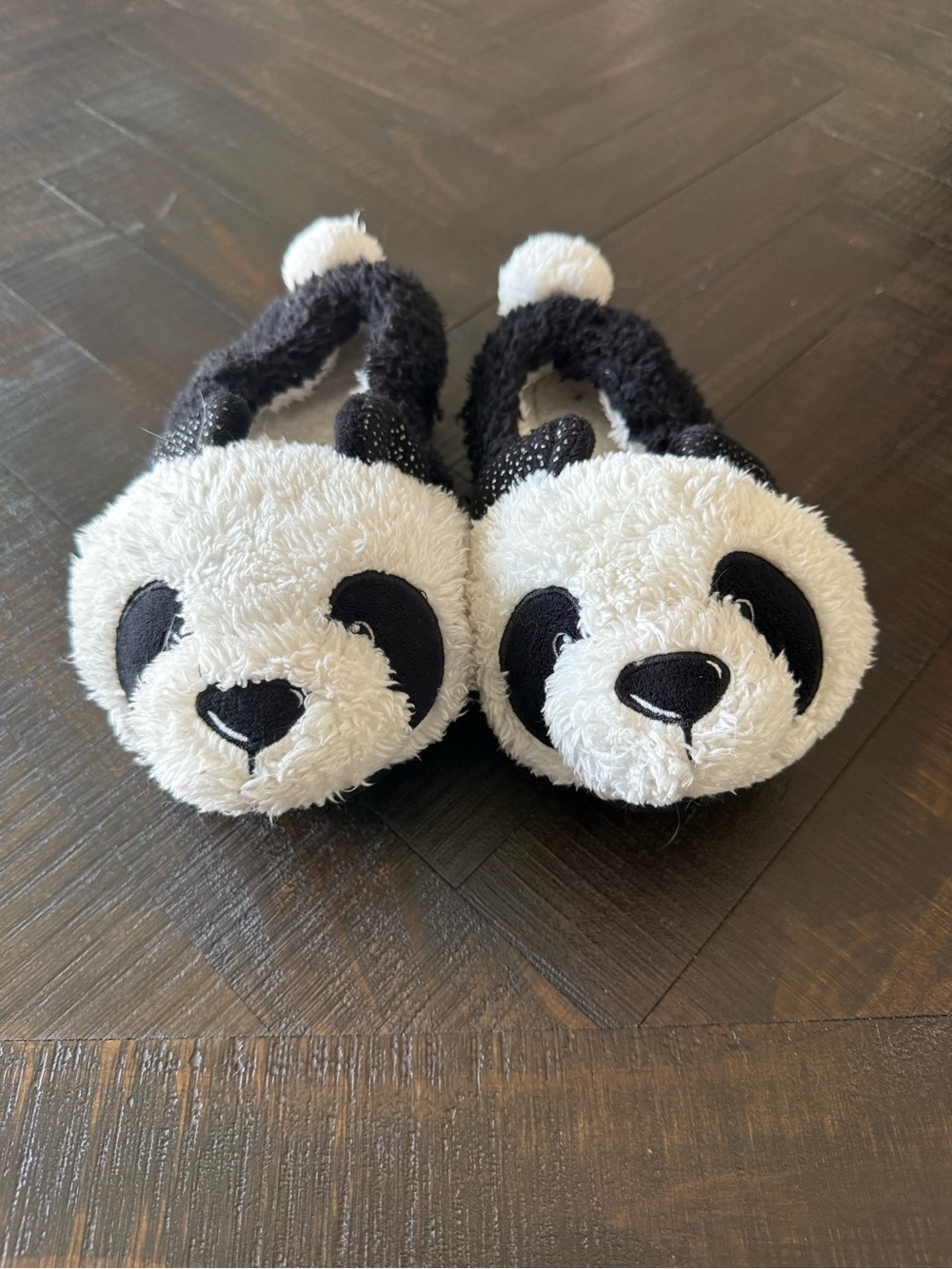 Secret Treasures Panda Plush Slippers in Black and White